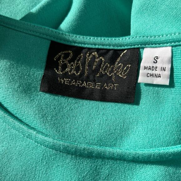 Bob Mackie Wearble Art Turquoise Tunic with Embroidered Stone Detail Size Small - Picture 8 of 8